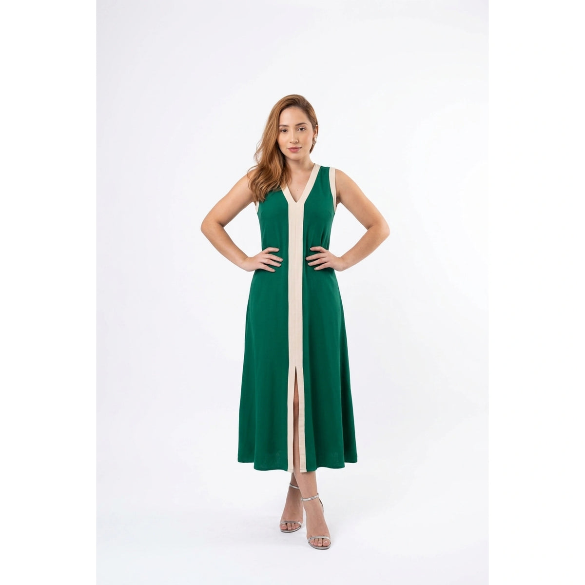 Vestido Midi com Fenda Frontal