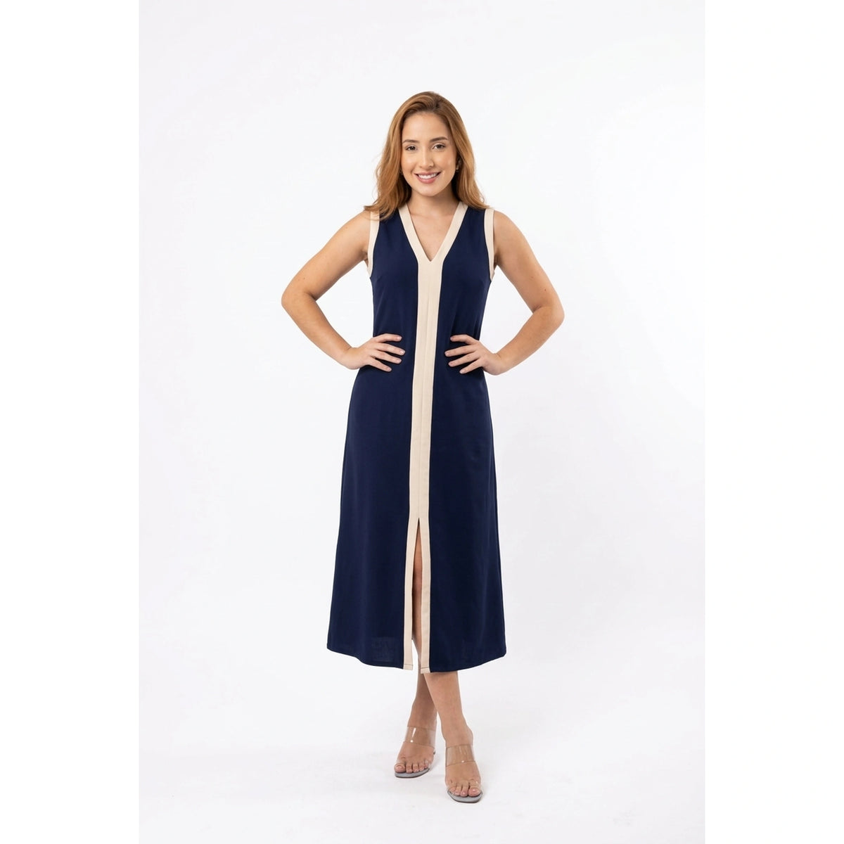 Vestido Midi com Fenda Frontal
