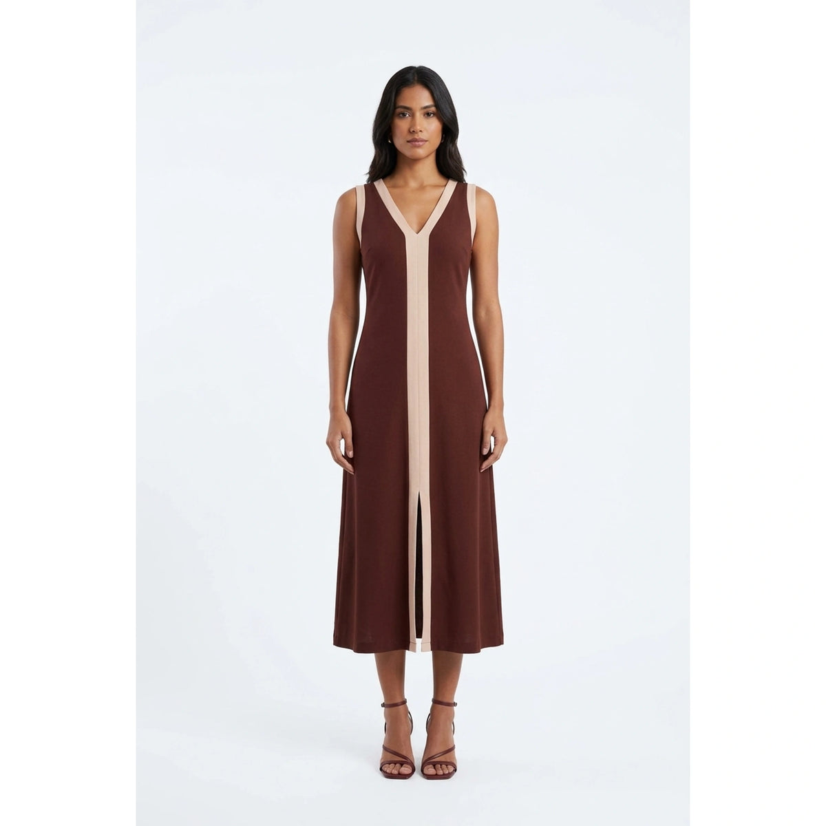 Vestido Midi com Fenda Frontal