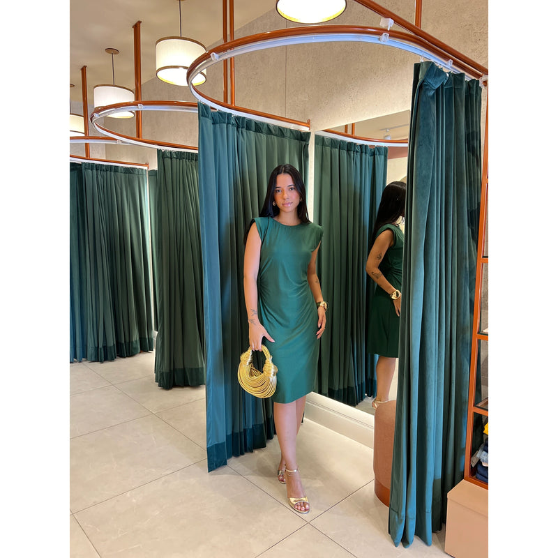 Vestido Lunender Clássico Com Ombreiras