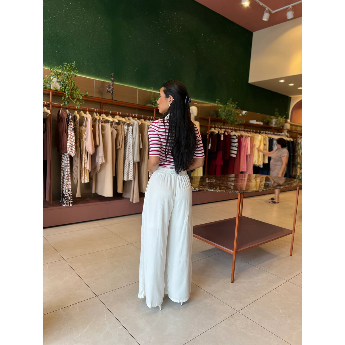 Calça Pantalona Com Elástico