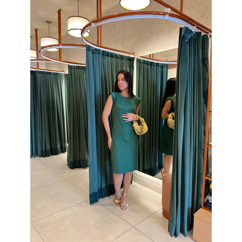 Vestido Lunender Clássico Com Ombreiras
