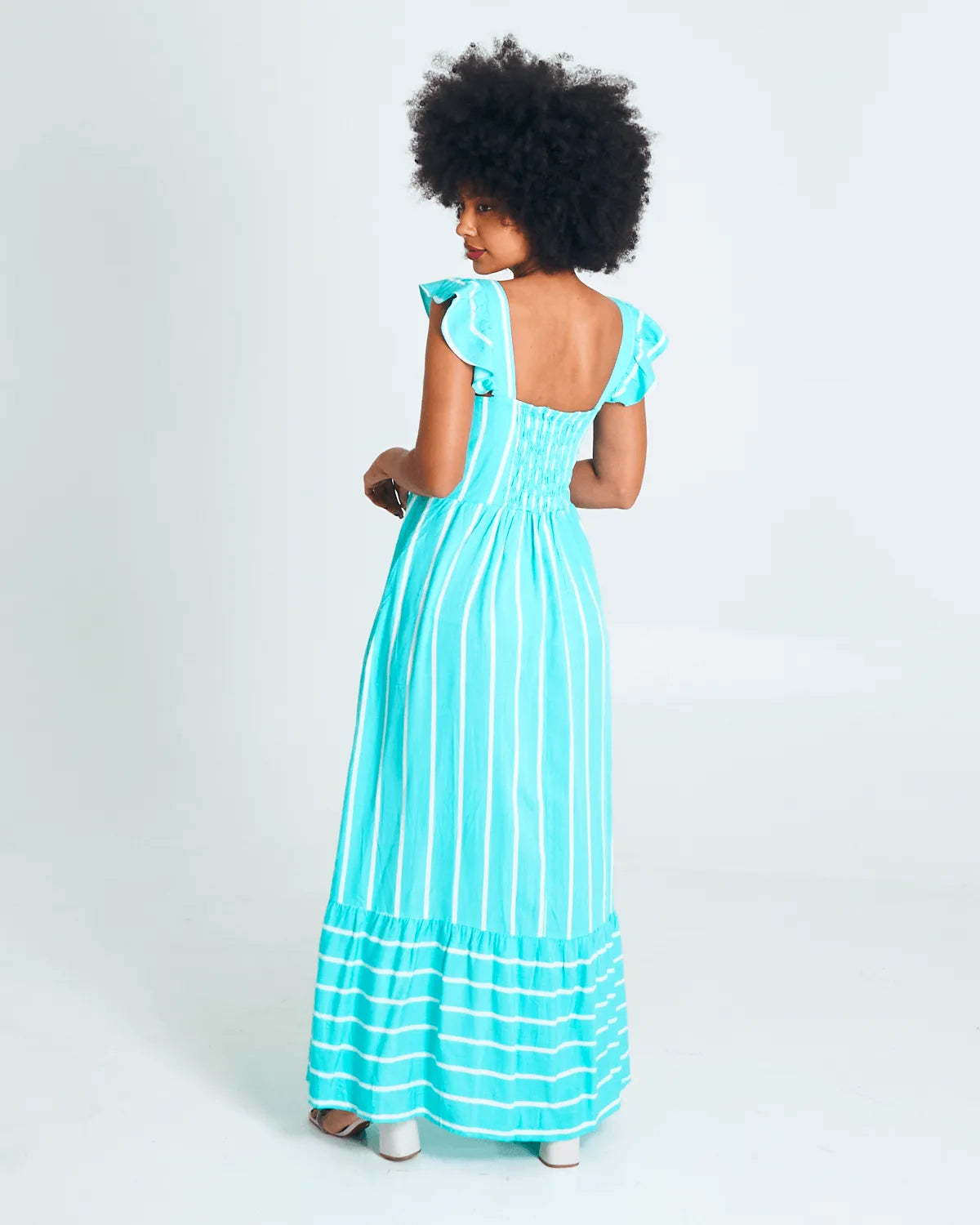VESTIDO SAFIRA LONGO BABADO/OMBRO