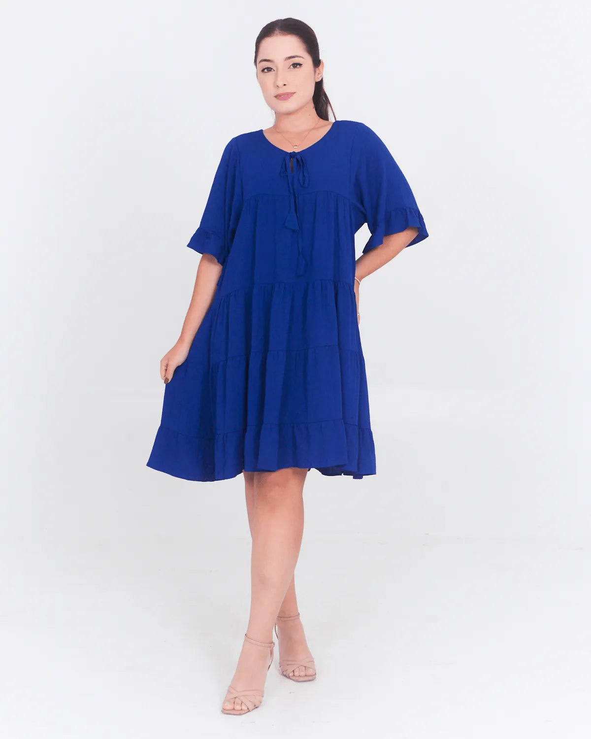 VESTIDO SAFIRA BABADOS AZUL BIC P