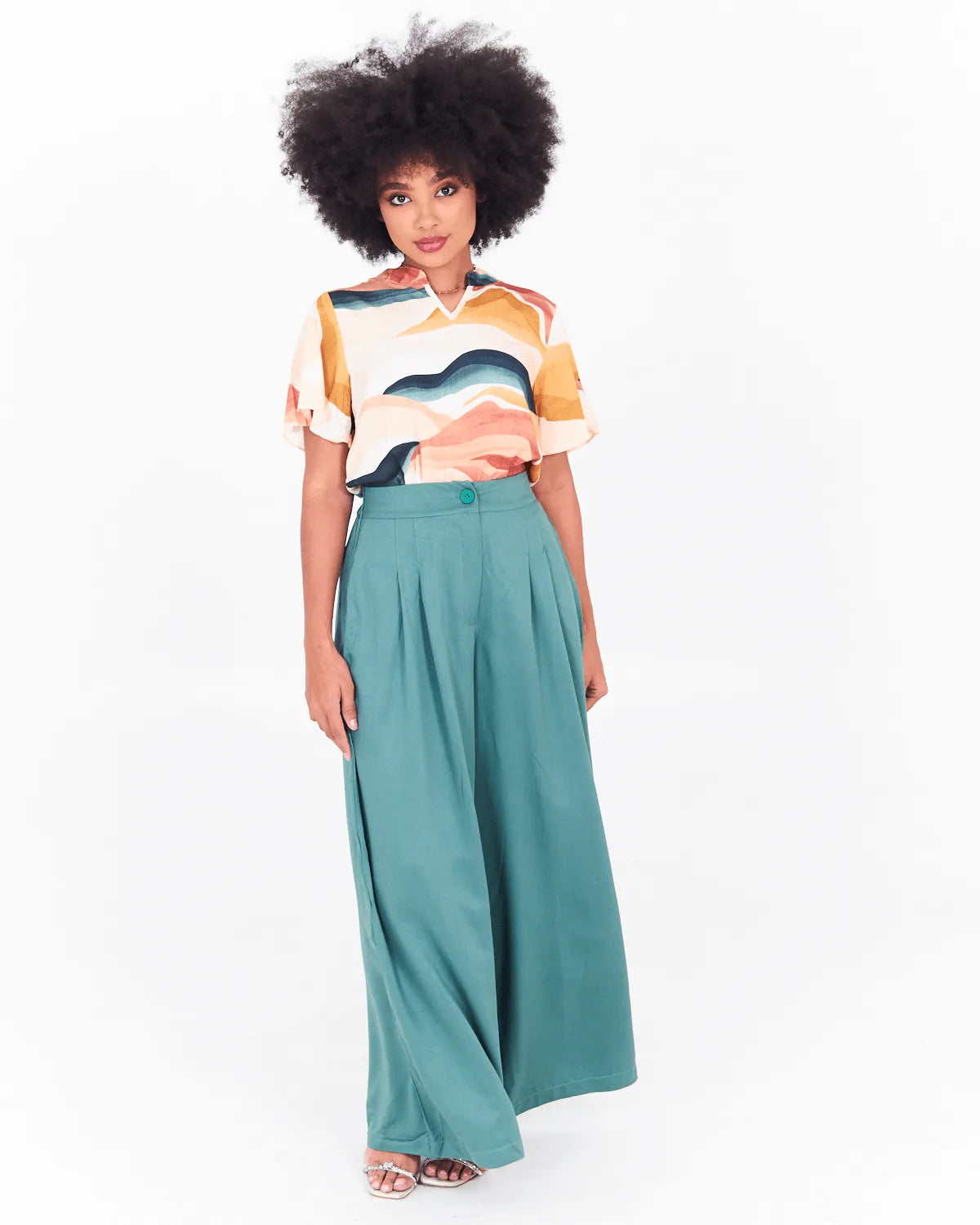 Calça Pantalona Com Elástico