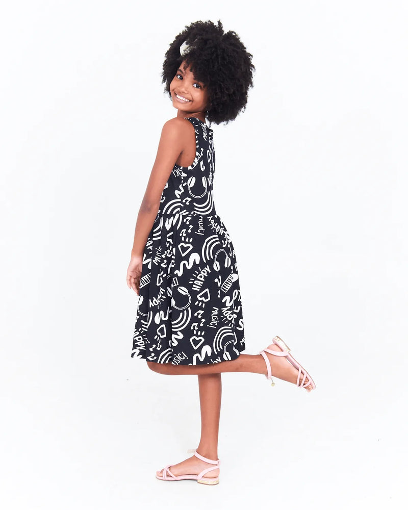 VESTIDO INF MALWEE 1000118953 PRETO ESTAMPADO 10