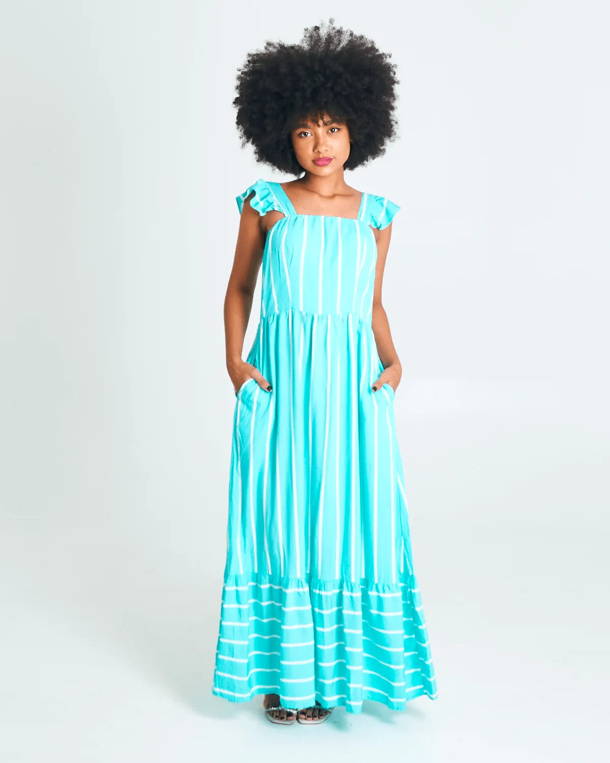 VESTIDO SAFIRA LONGO BABADO/OMBRO