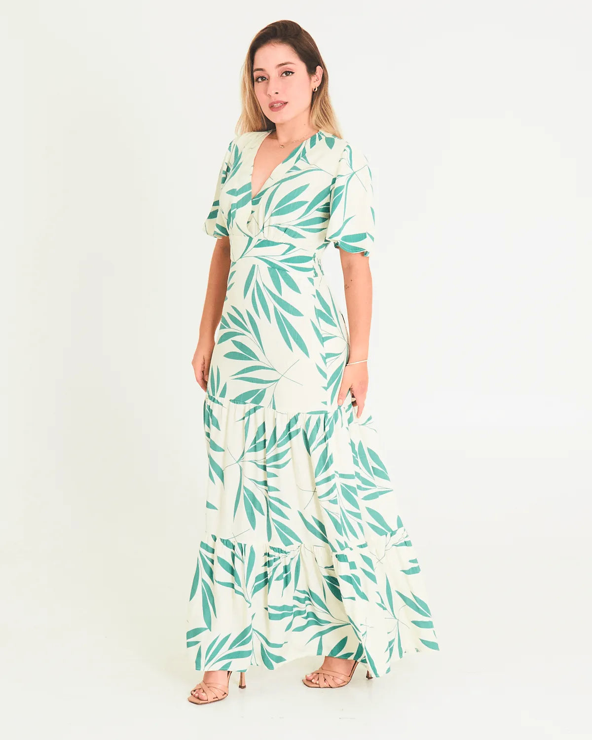 VESTIDO SAFIRA MANG/LONG/VISCOLINHO ESTAM VERDE G