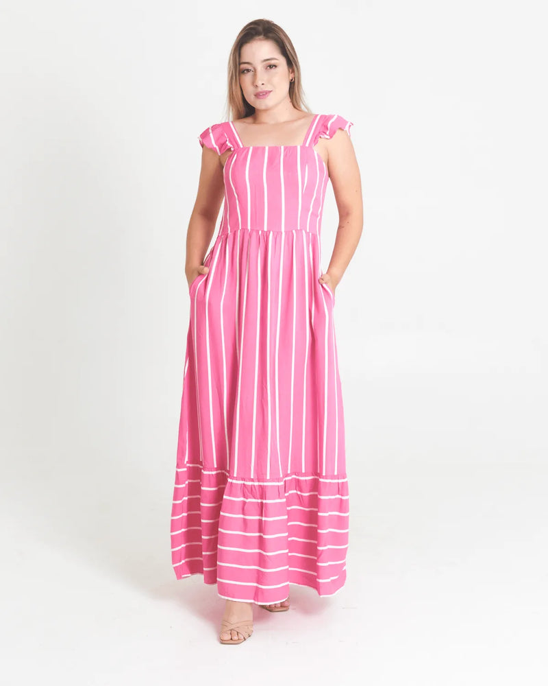 VESTIDO SAFIRA LONGO BABADO/OMBRO