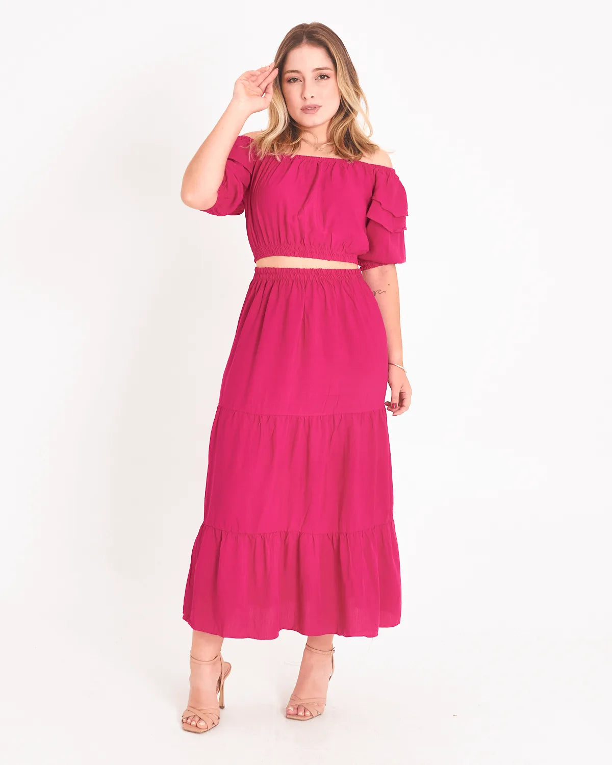 CONJUNTO ANYLOOK C/SAIA LONGO ROXO U