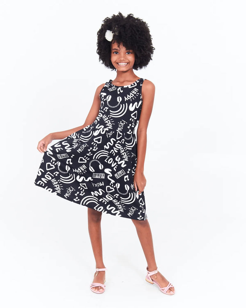 VESTIDO INF MALWEE 1000118953 PRETO ESTAMPADO 10