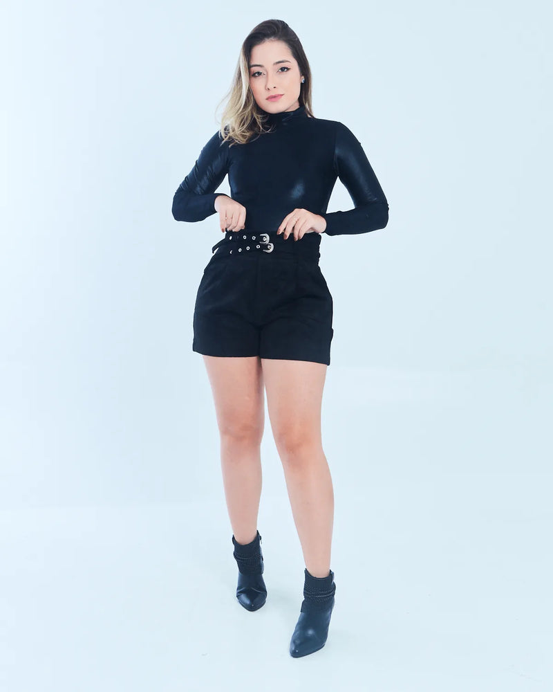 SHORT TOP CHARME C/2 CINTOS PRETO G