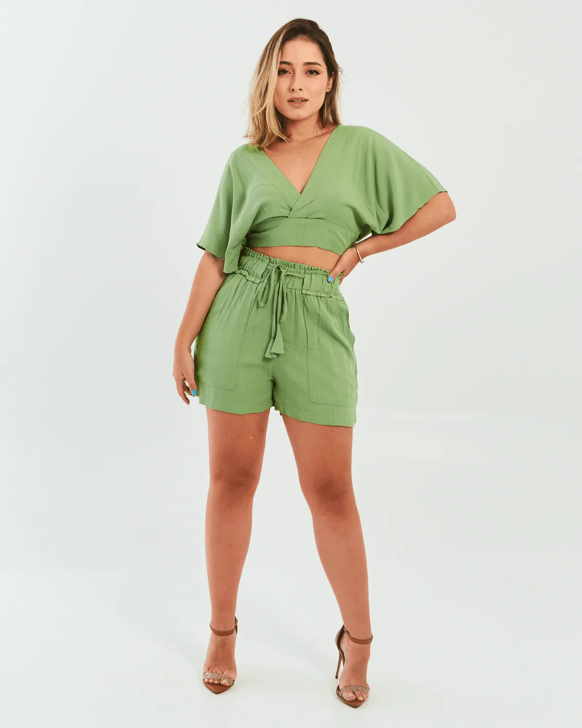 CONJUNTO SAFIRA C/CROPPED VERDE OLIVA P