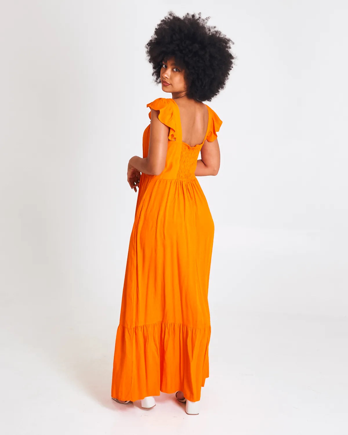 VESTIDO SAFIRA LONGO BABADO/OMBRO