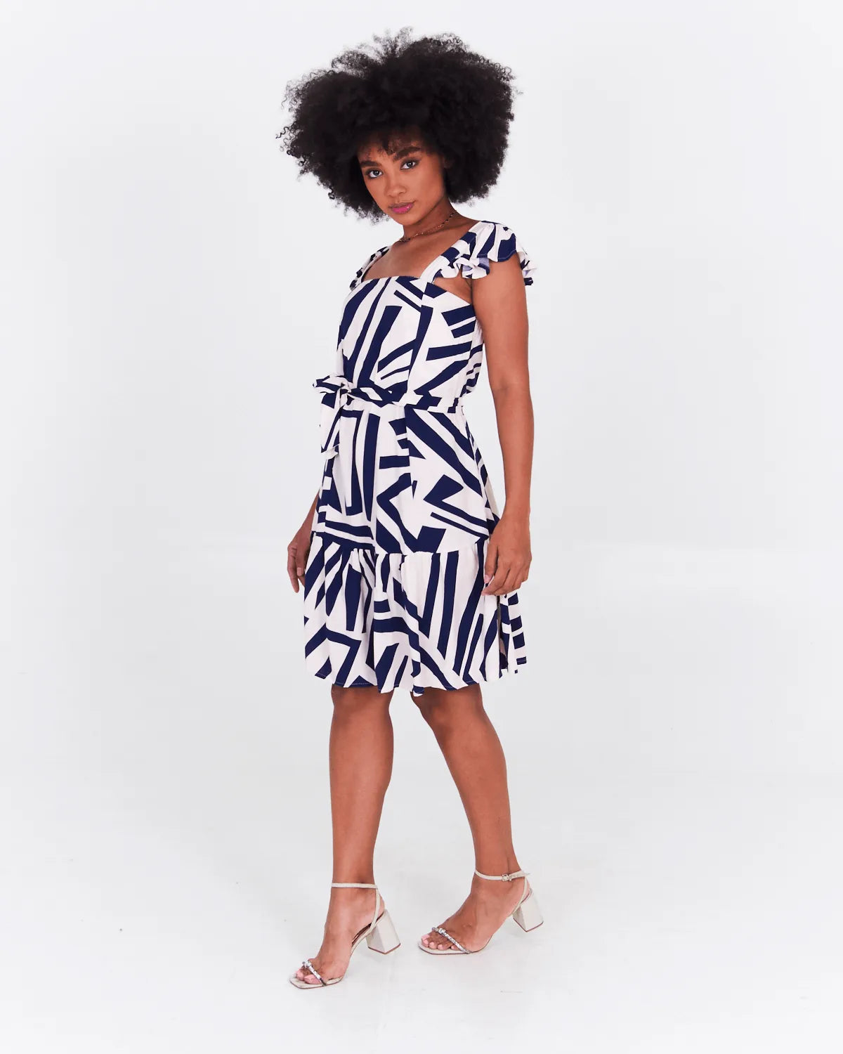 VESTIDO SAFIRA BABADO PRINCESA PIED PRETO G