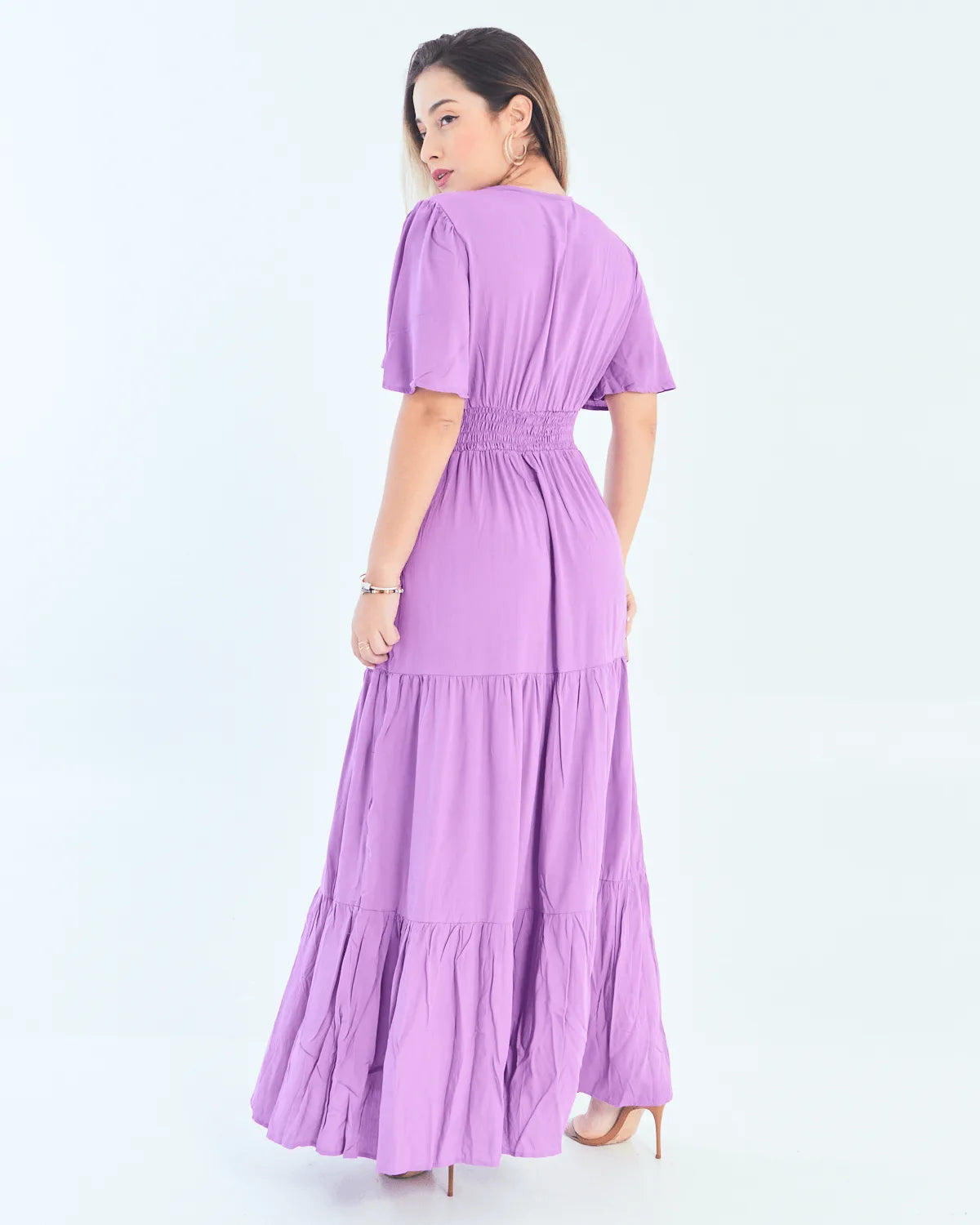 VESTIDO SAFIRA LONGO/V/MANGA BRANCO G