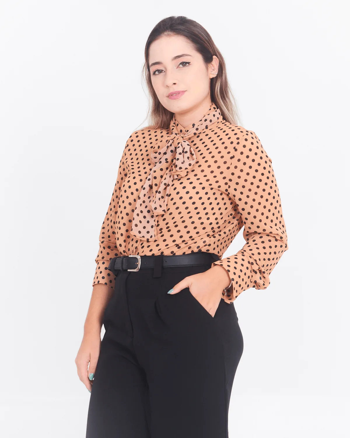 BLUSA BELLINA AA8315 BEGE/PRETO M