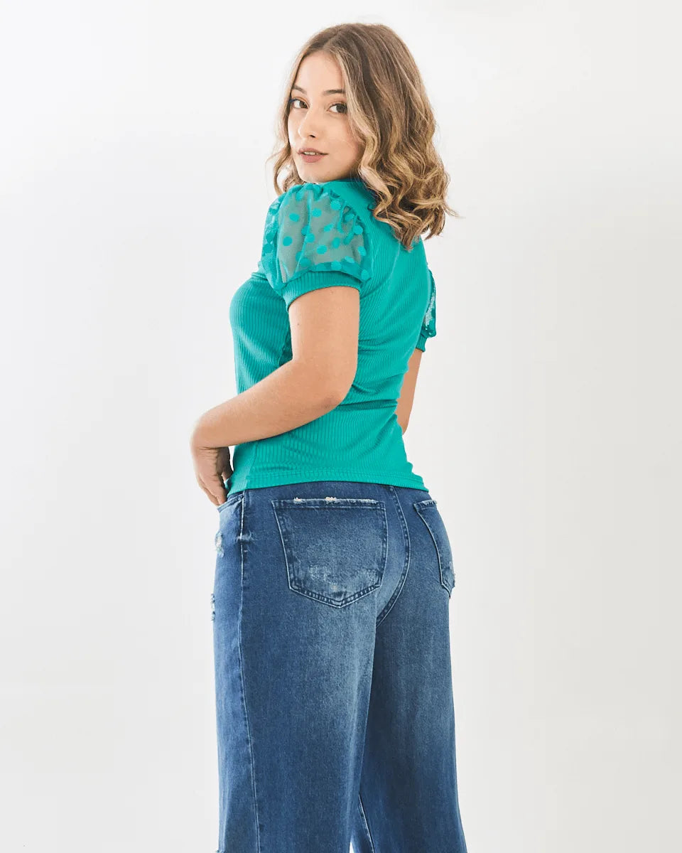 BLUSA SAFIRA MANGA TULE