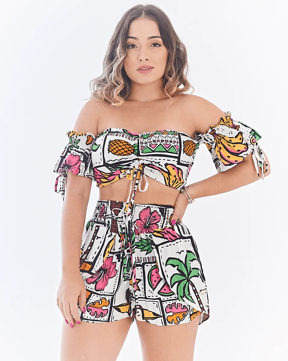 CONJUNTO ANYLOOK SHORT/CROPPED ESTAM PINK U