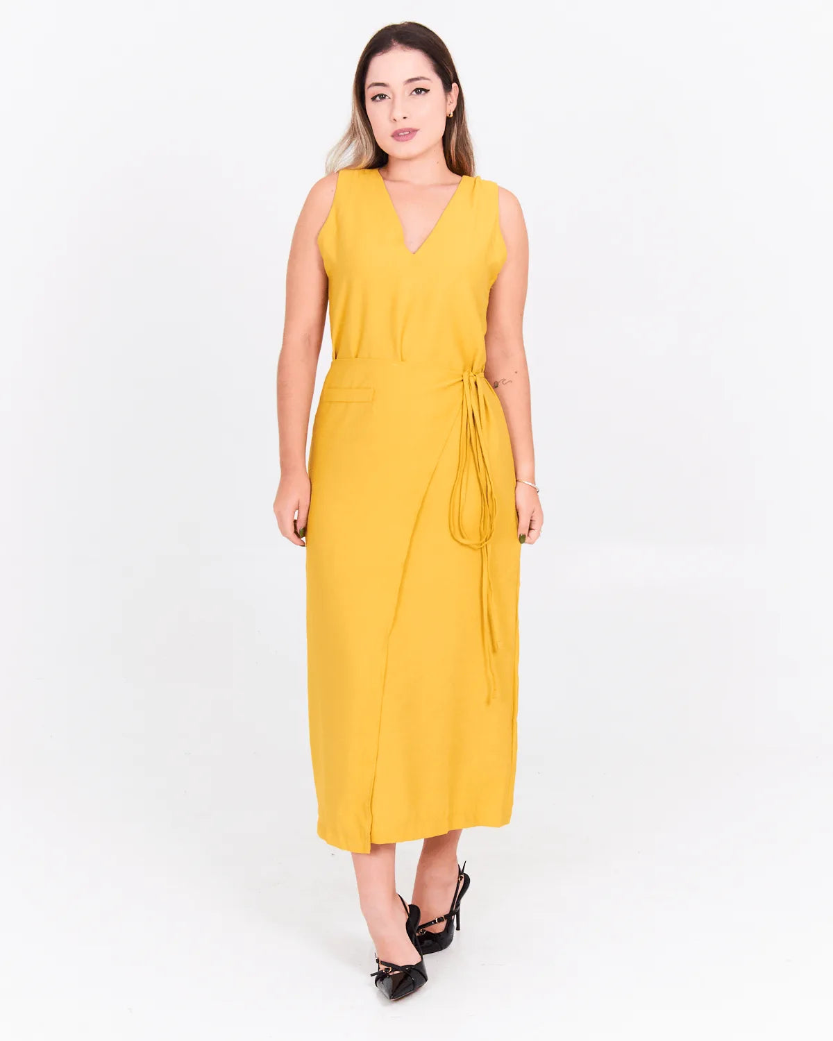 VESTIDO TROPICAL 9702A MOSTARDA M