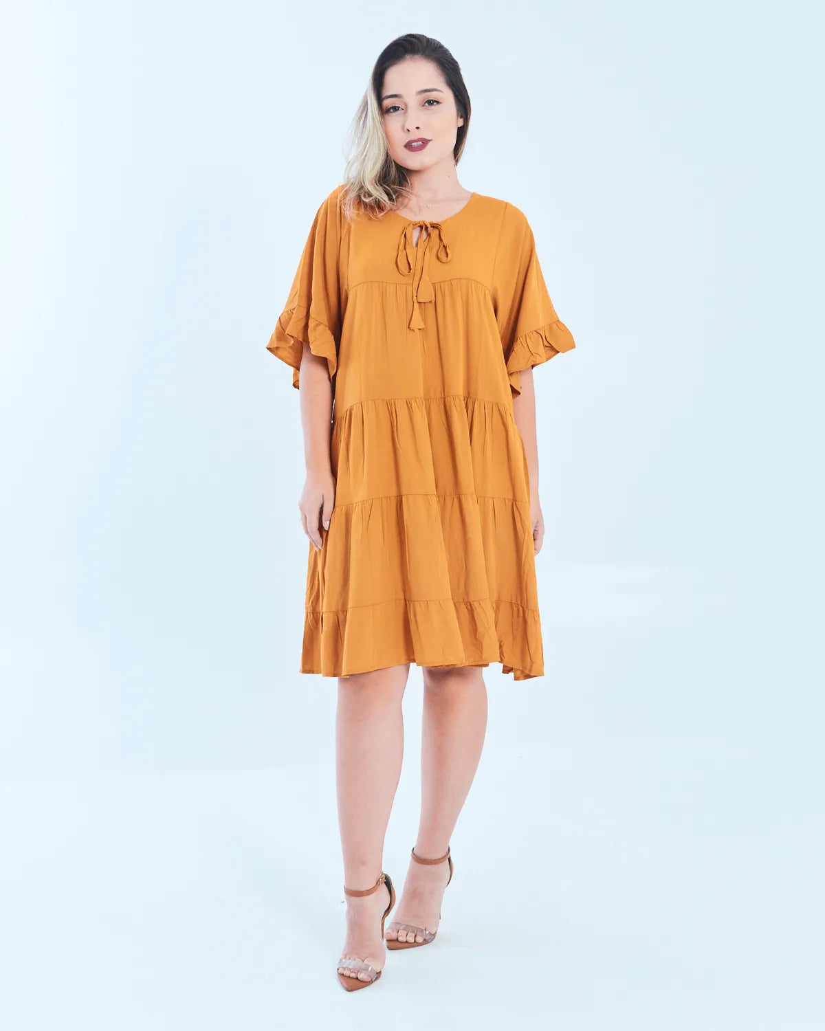 VESTIDO SAFIRA BABADOS AZUL BIC P