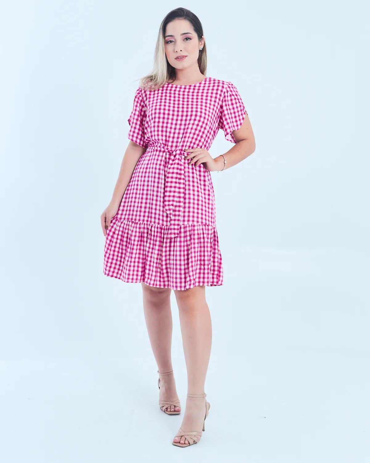 VESTIDO SAFIRA RECORT MANGA ROSA M