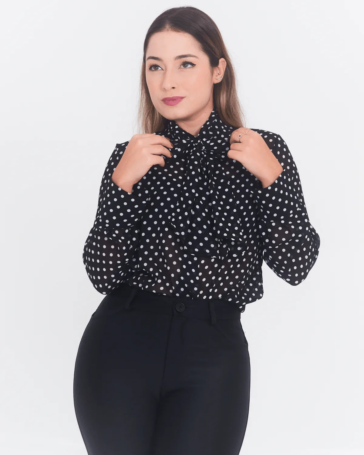 BLUSA BELLINA AA8315 BEGE/PRETO M