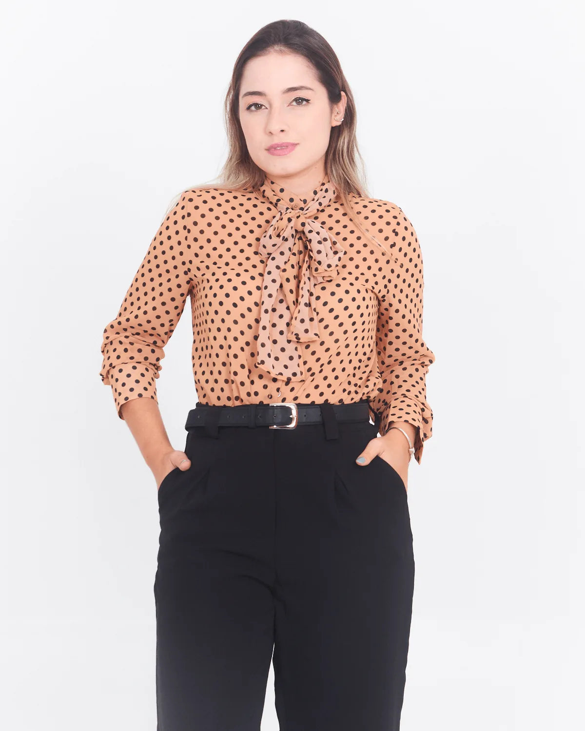 BLUSA BELLINA AA8315 BEGE/PRETO M