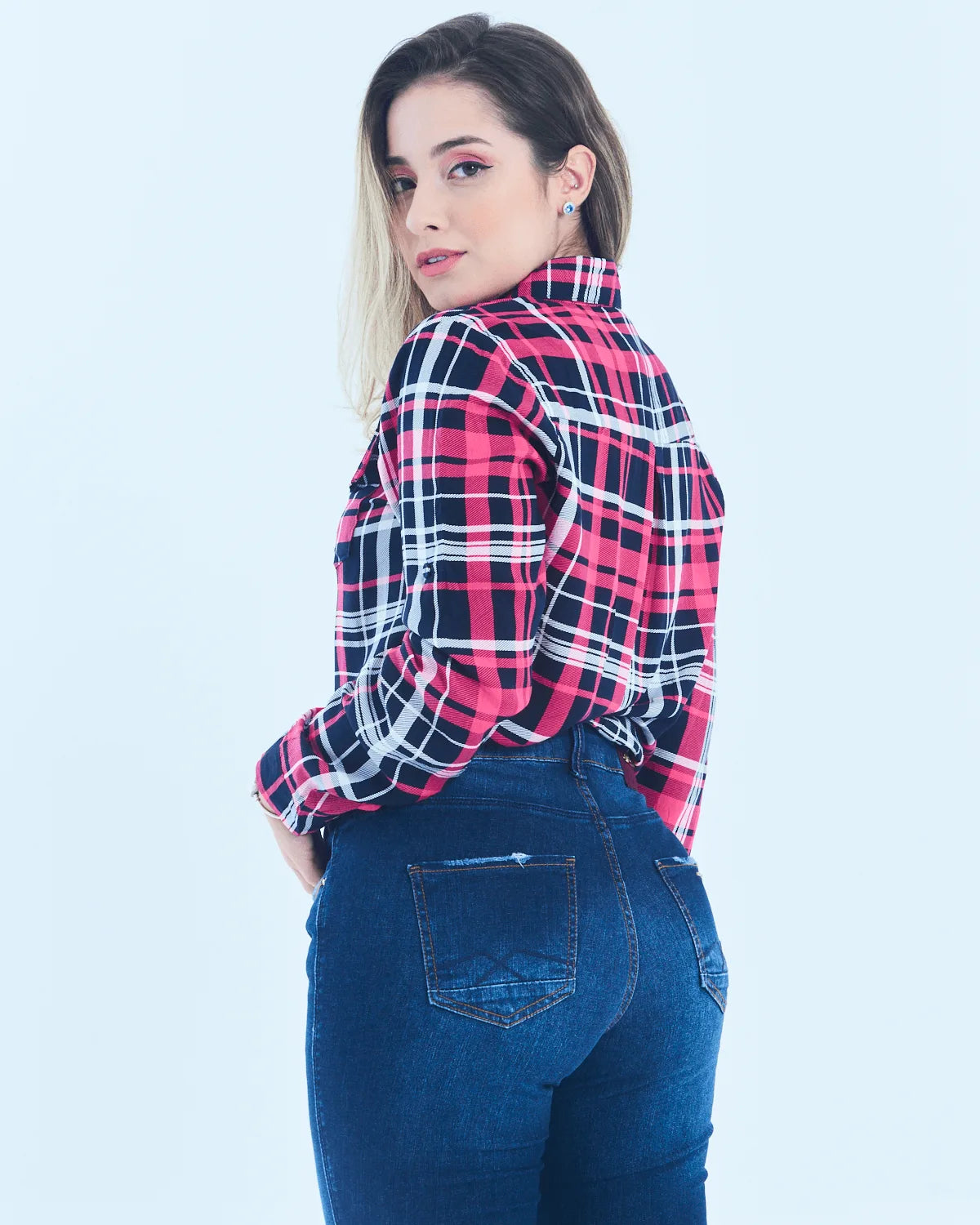 CAMISA XADREZ J BIA 6031 AZUL GG