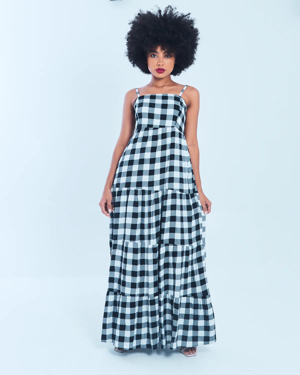 VESTIDO SAFIRA ALCA/LONGO XADREZ VERD M