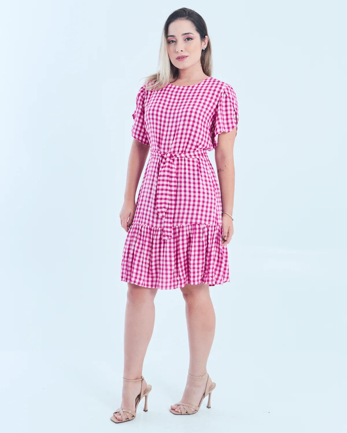 VESTIDO SAFIRA RECORT MANGA ROSA M