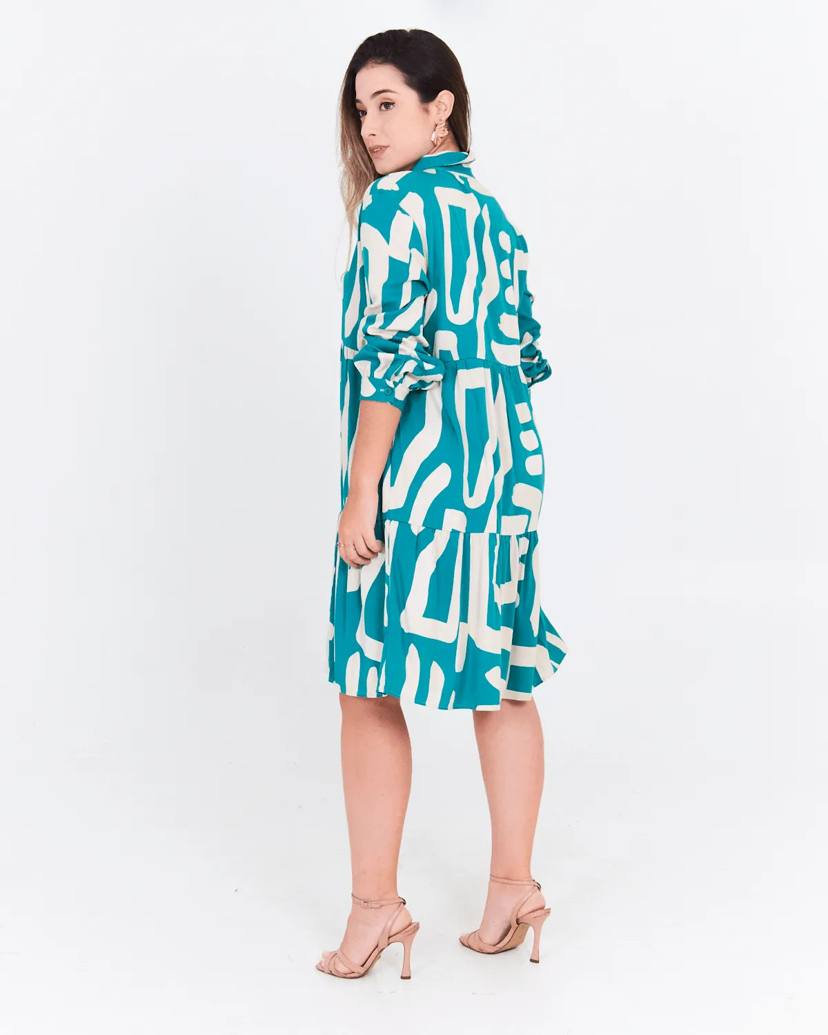 VESTIDO LUIGIA M/L BOTOES VERDE G