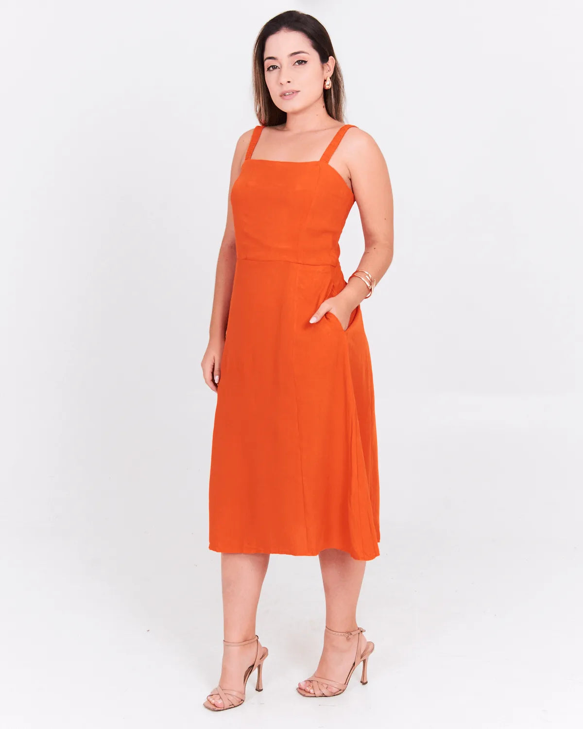 VESTIDO SAFIRA MIDI/ALCA/BOLSO