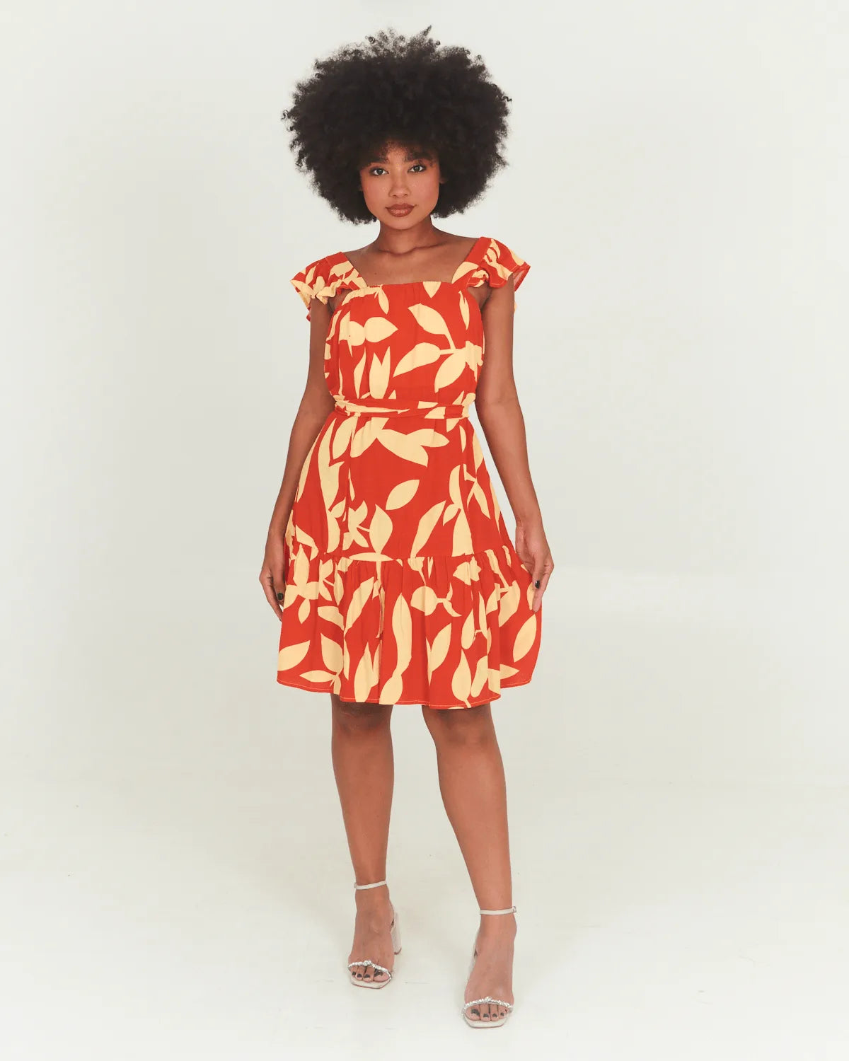 VESTIDO SAFIRA BABADO PRINCESA PIED PRETO G