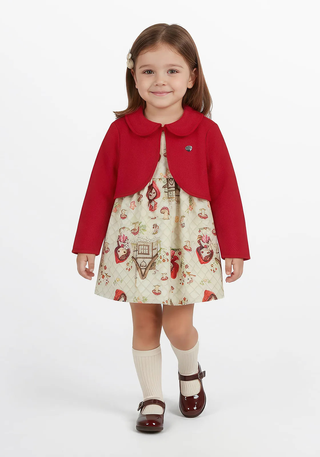 VESTIDO INF LUNENDER A8122 CHAPEUZINHO BEGE 10