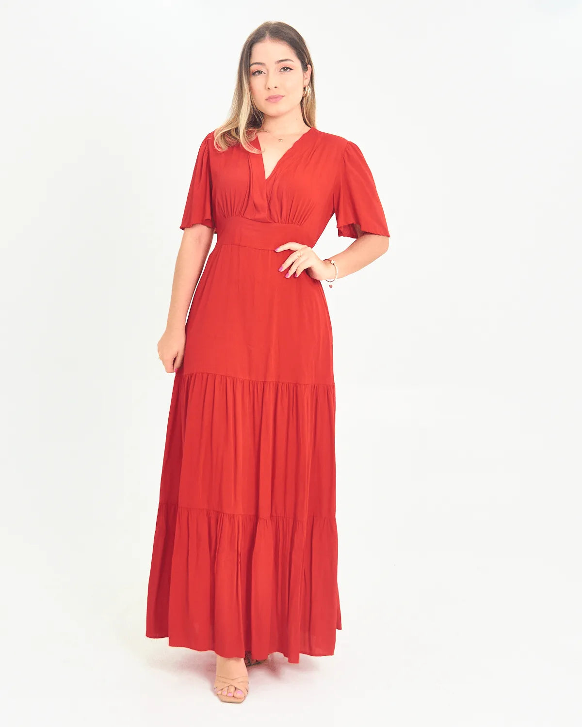 VESTIDO SAFIRA LONGO/V/MANGA BRANCO G