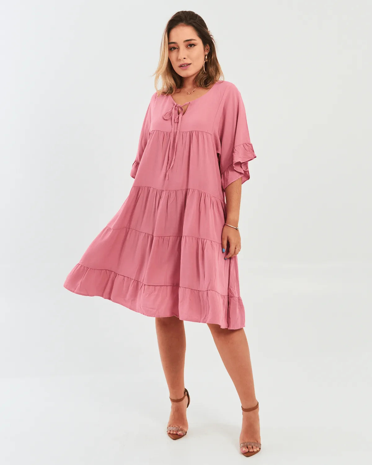 VESTIDO SAFIRA BABADOS AZUL BIC P