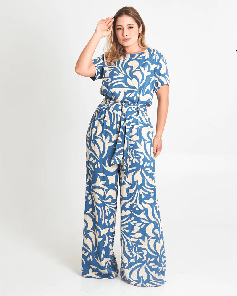CONJUNTO LUIGIA PANTALONA ESTAMPADO MARINHO G
