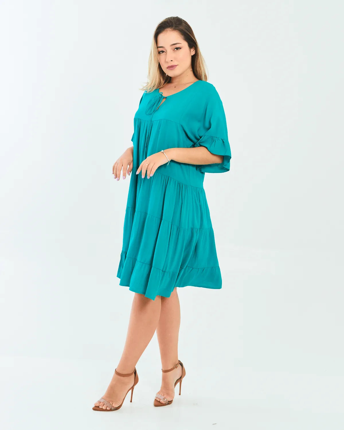 VESTIDO SAFIRA BABADOS AZUL BIC P