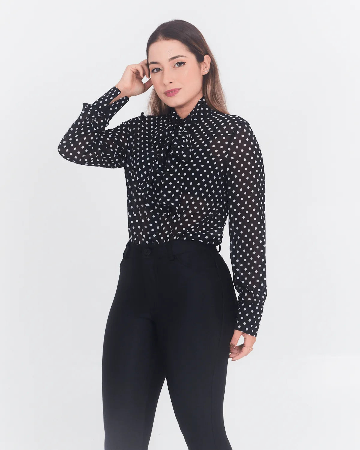 BLUSA BELLINA AA8315 BEGE/PRETO M