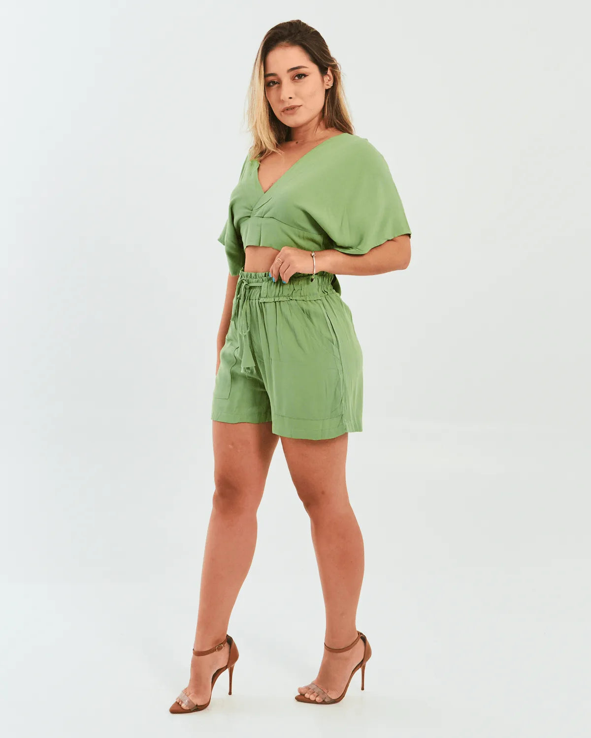 CONJUNTO SAFIRA C/CROPPED VERDE OLIVA P