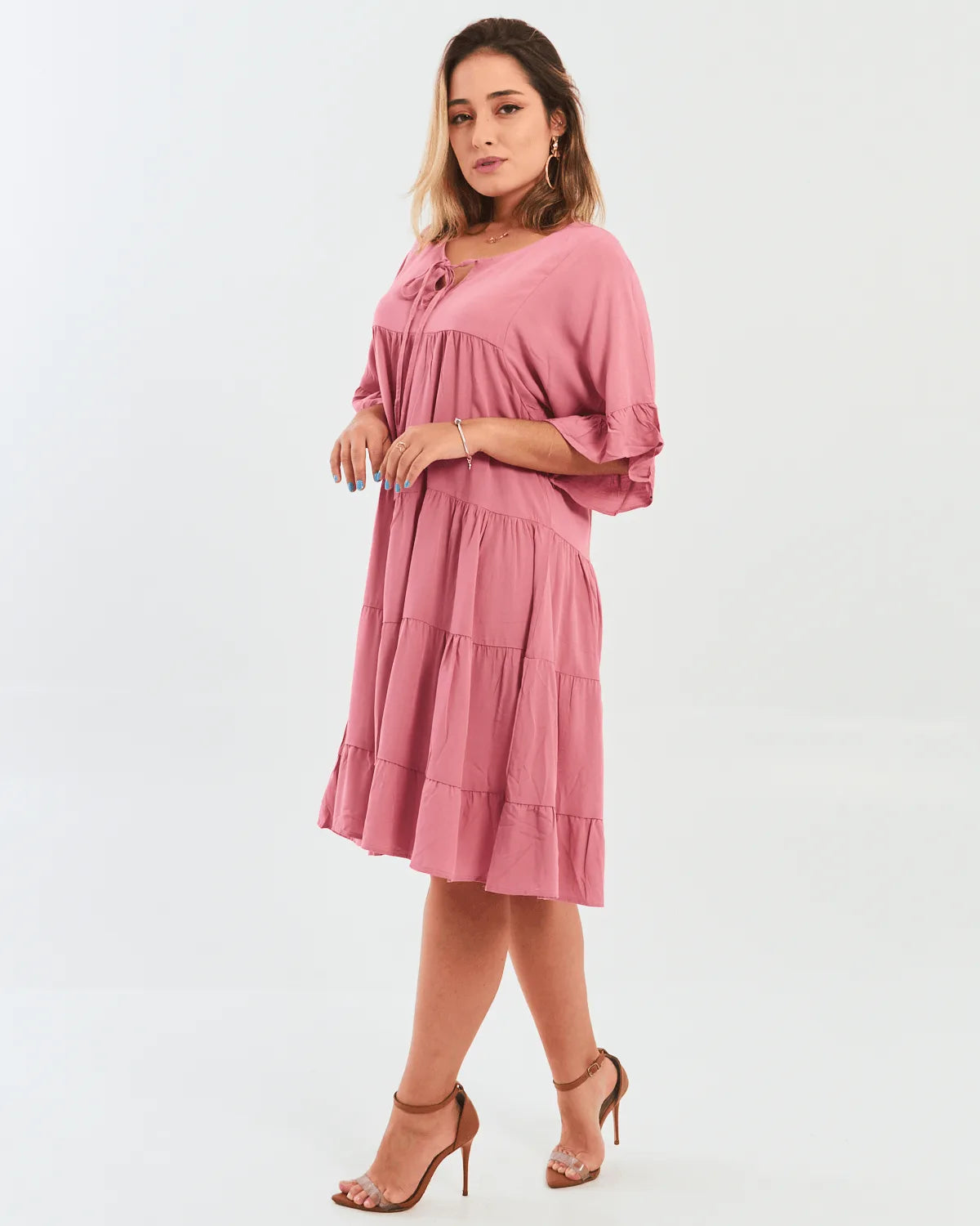 VESTIDO SAFIRA BABADOS AZUL BIC P
