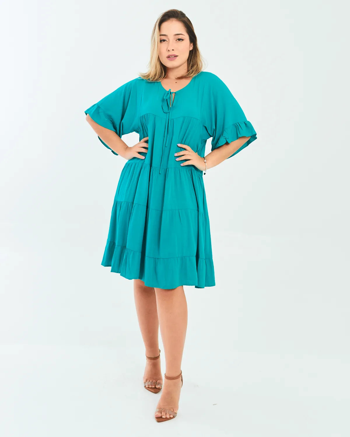 VESTIDO SAFIRA BABADOS AZUL BIC P