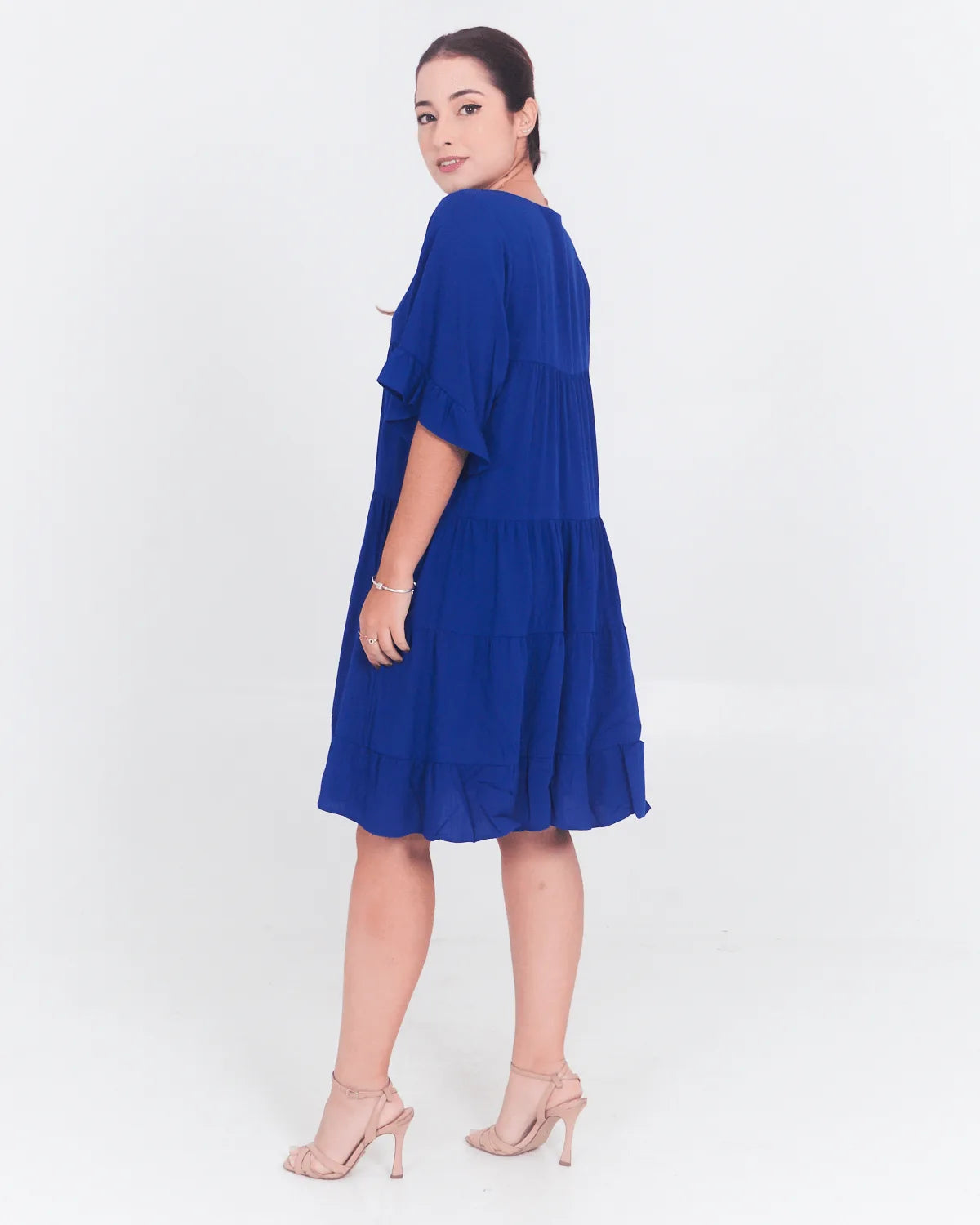 VESTIDO SAFIRA BABADOS AZUL BIC P
