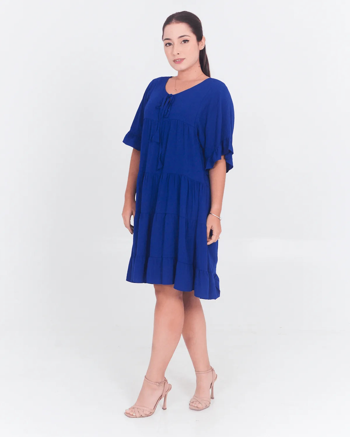 VESTIDO SAFIRA BABADOS AZUL BIC P