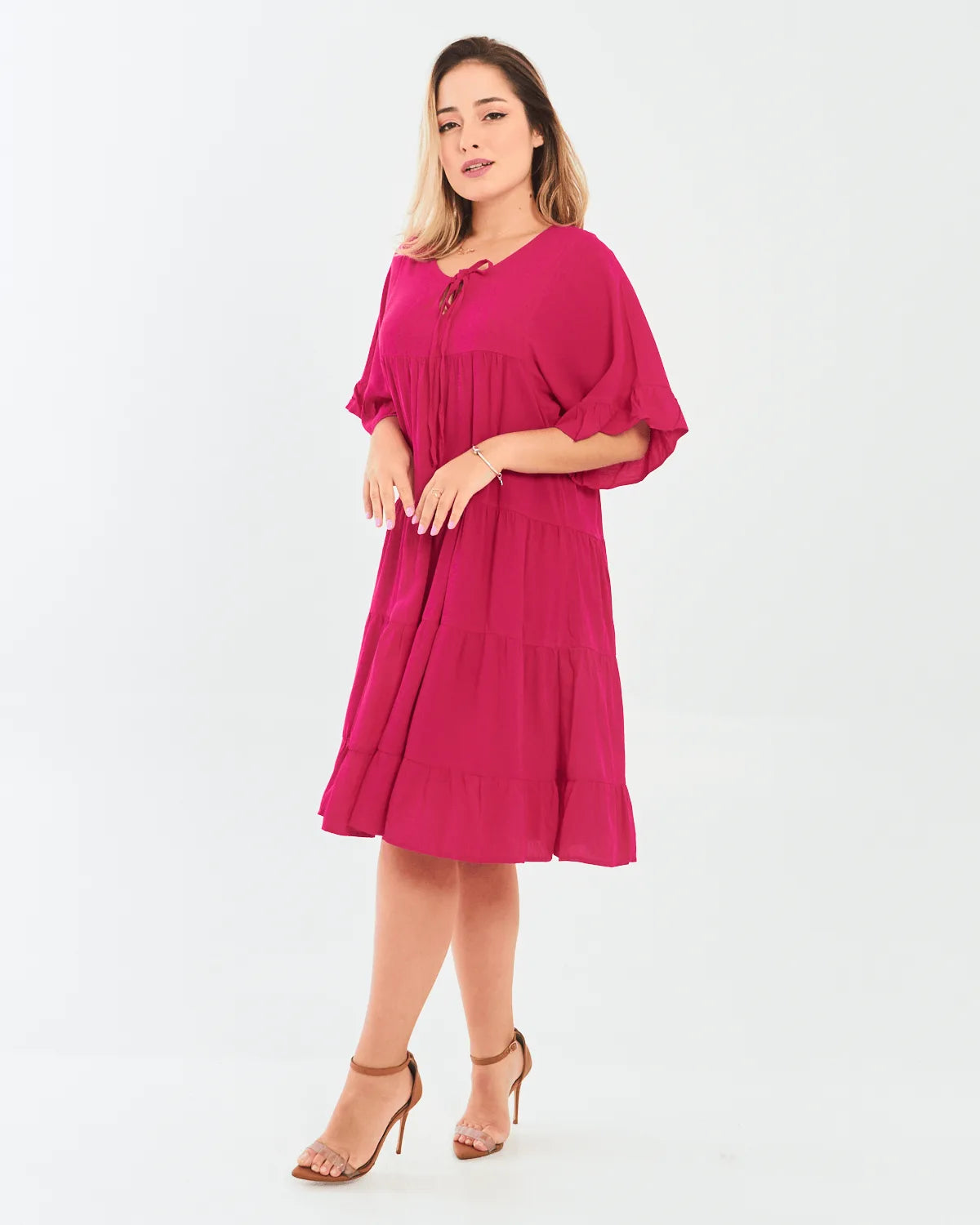 VESTIDO SAFIRA BABADOS AZUL BIC P