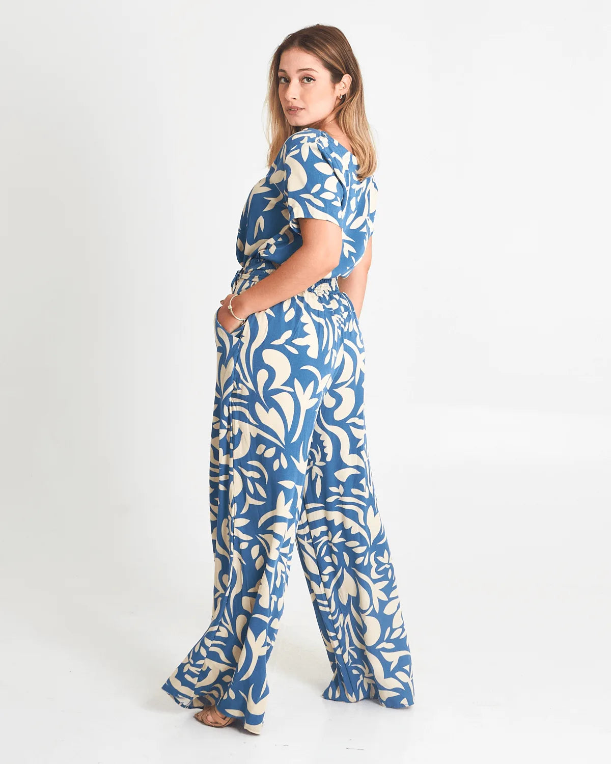 CONJUNTO LUIGIA PANTALONA ESTAMPADO MARINHO G