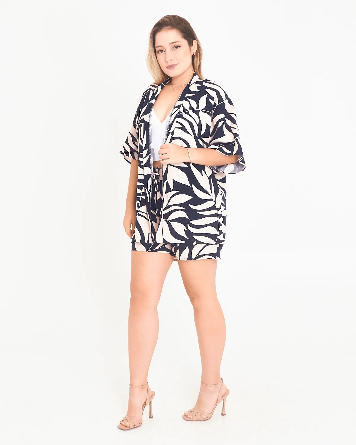 CONJUNTO LUIGIA KIMONO FOLHAS VERDE M