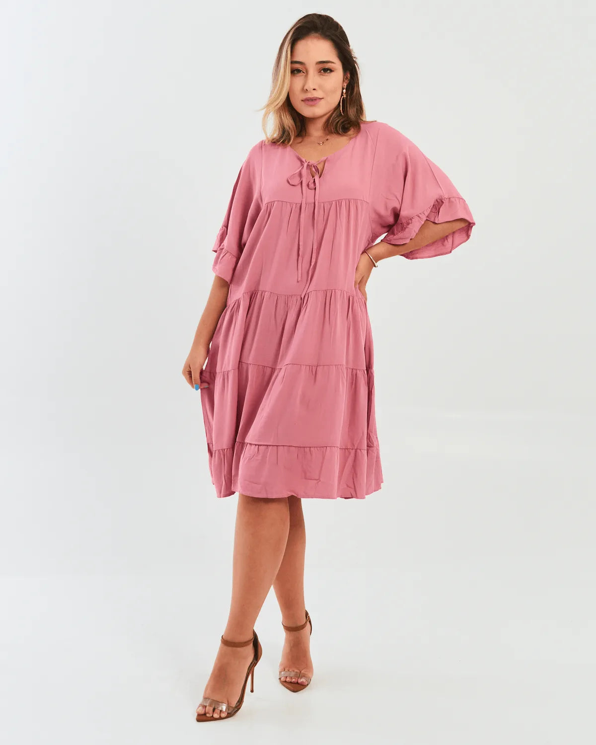 VESTIDO SAFIRA BABADOS AZUL BIC P