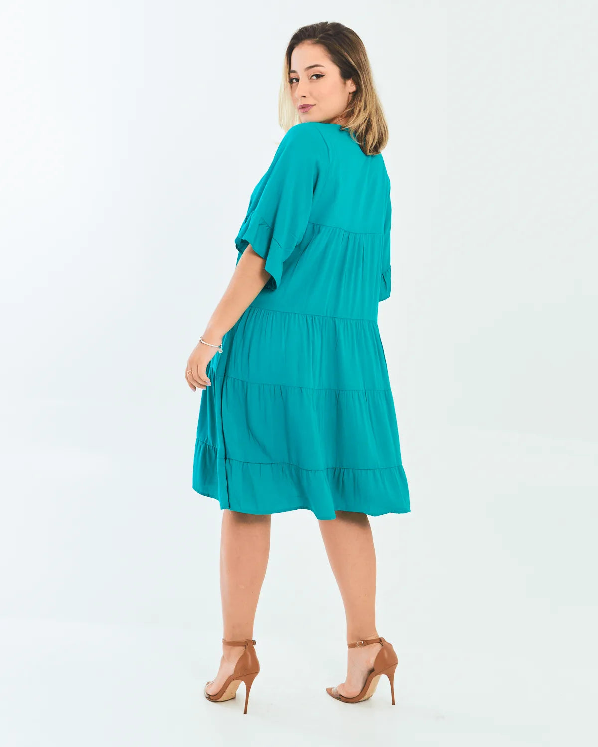 VESTIDO SAFIRA BABADOS AZUL BIC P